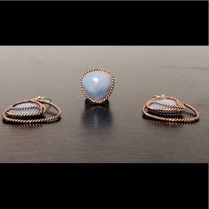Aquamarine Rope Earring and Ring Set